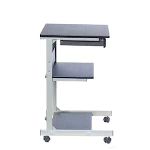 22 in. Rectangular Graphite MDF Panel Laptop Desk with Storage and Casters