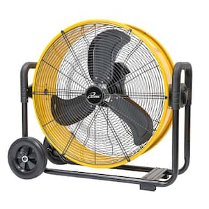 24 in. Step-less Speed Adjustment 7935 CFM Heavy Duty High Velocity Barrel Floor Drum Fan in Yellow with DC Motor