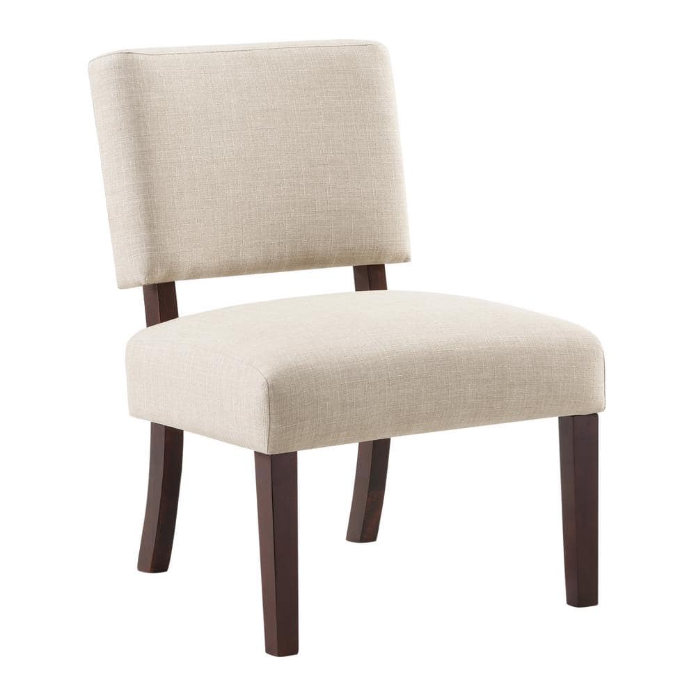 Jasmine Cream Fabric Side Chair with Espresso Wood Legs