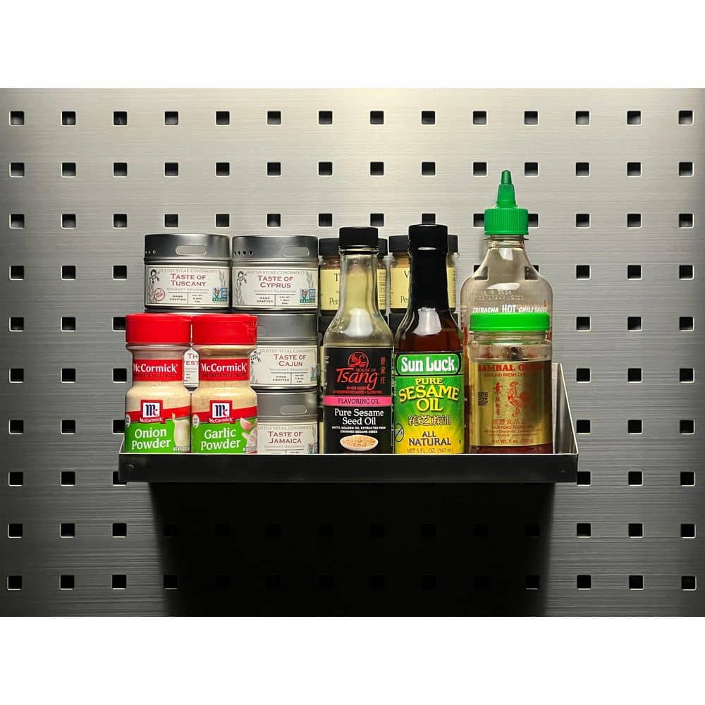 12" x 6" Stainless Steel Pegboard Shelf with Lip
