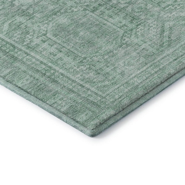 Mayfield Premium Machine Washable Abstract AMF1920 Teal 2 ft. x 7 ft. Runner Rug