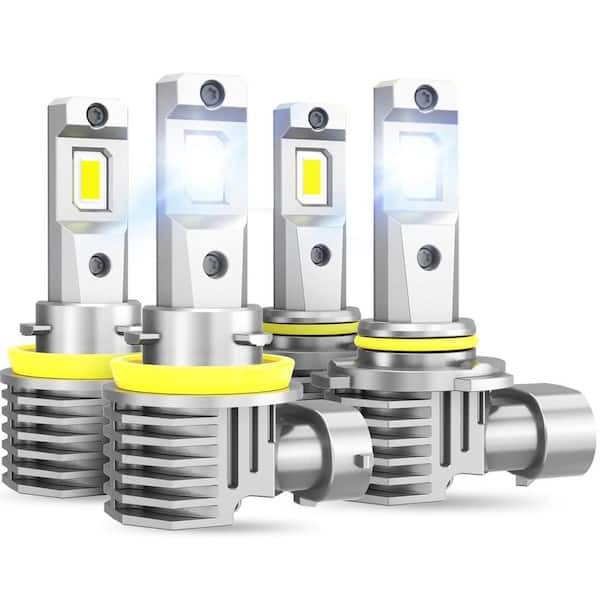 OBJLGEV LED Bulbs Combo 50000LM Bright 6500K Cool White 120W Fanless Light Bulbs Pack of 4 for Enhanced Night Visibility
