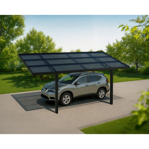 Sydney Wave 10 ft x 20 ft Black/S.Gray Single Carport with Corrugated Roof Panels