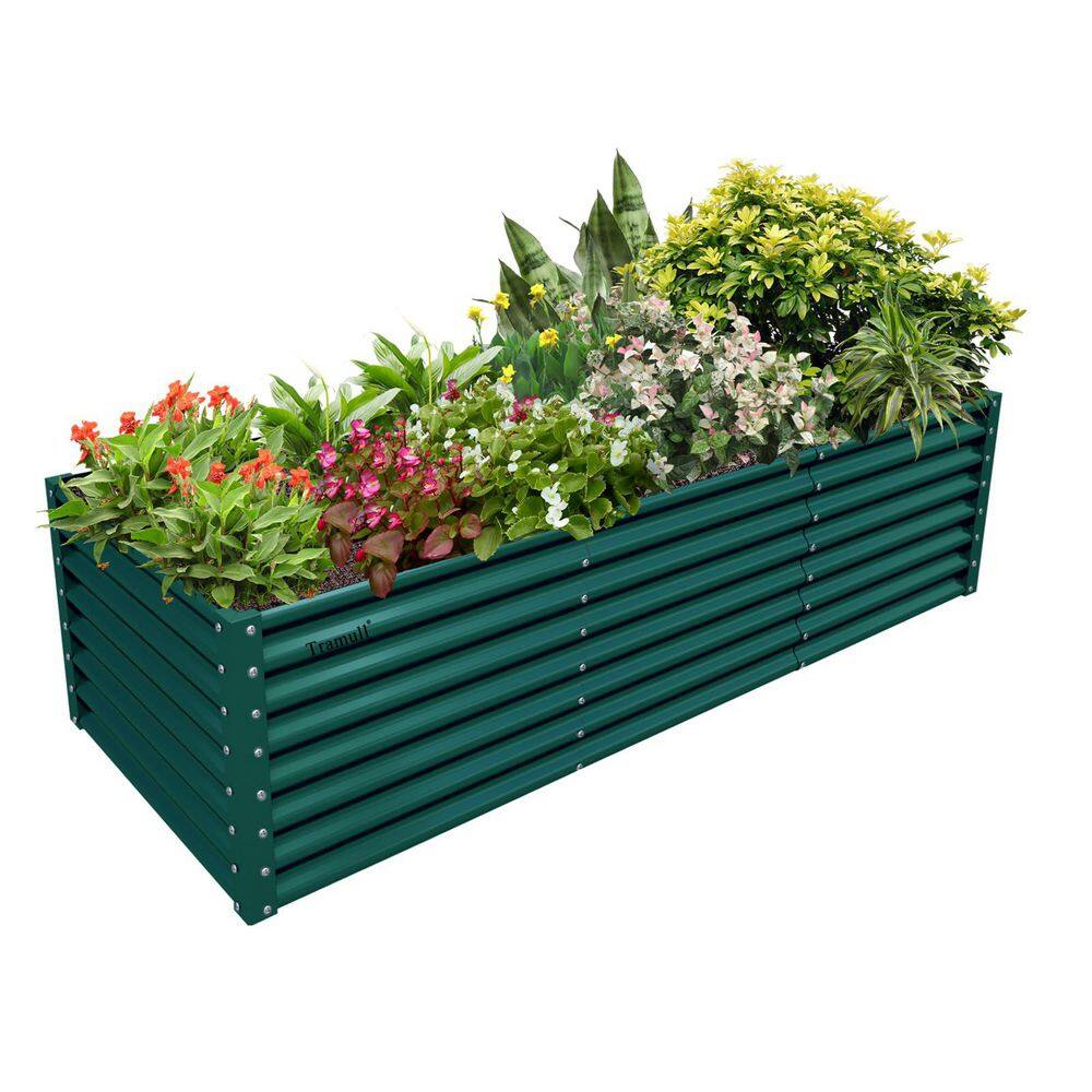 1Pack 8x3x2FT Galvanized Raised Garden Bed Kit Retangular Metal Ground Plan
