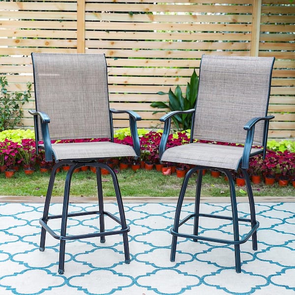 Swivel Metal Outdoor Bar Stool, Outdoor Swivel Bar Chairs With Arms