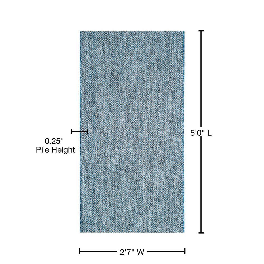 Modern Gray Rectangular Easy-Care Outdoor Area Rug 31in x 4in