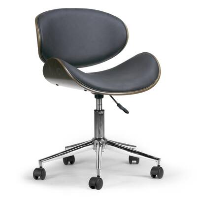 Amar Modern Dark Grey 18.25 in. with Grey Plywood Bentwood Frame Office Chair