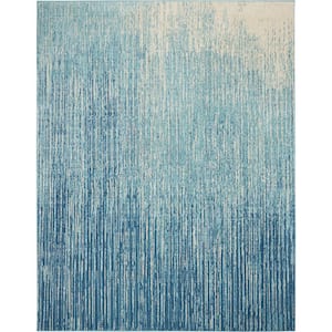 Passion Navy/Light Blue 7 ft. x 10 ft. Abstract Geometric Contemporary Area Rug