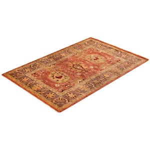 Red 2 ft. 7 in. x 4 ft. 0 in.Ottoman One-of-a-Kind Hand-Knotted Area Rug