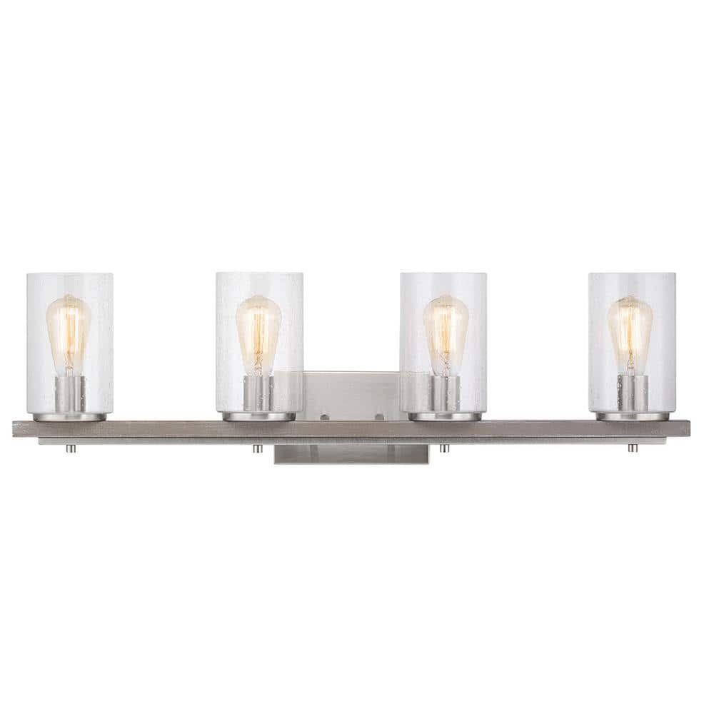 Hampton Bay Boswell Quarter 331/4 in. 4Light Brushed Nickel Farmhouse