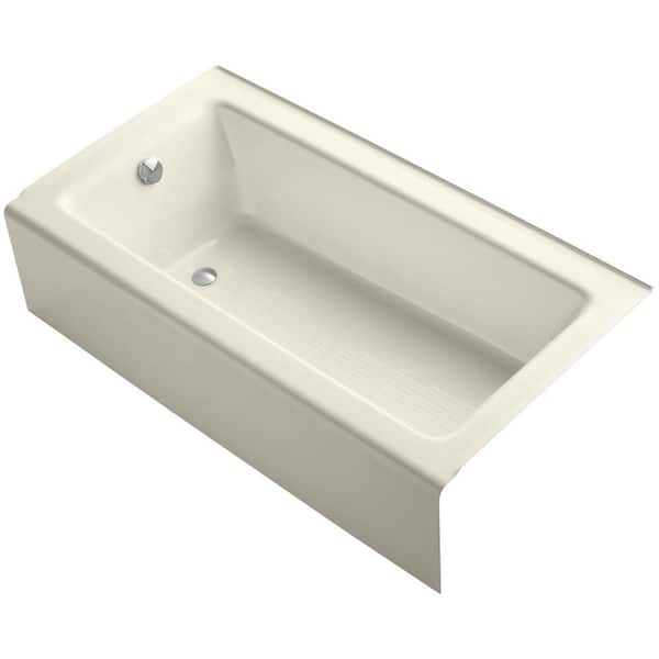 Kohler Bellwether 5 Ft Left Drain Rectangular Alcove Soaking Tub In Biscuit K 875 96 The Home