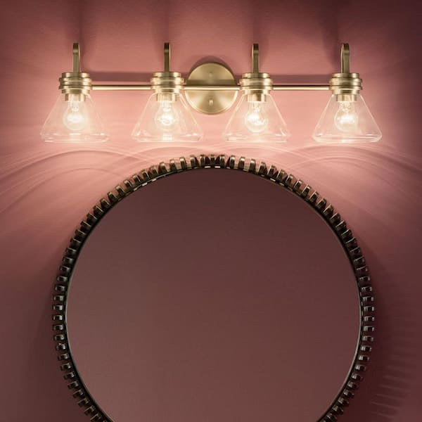 KICHLER Farum 34 in. 4-Light Vanity Light with Clear Glass in Champagne Bronze