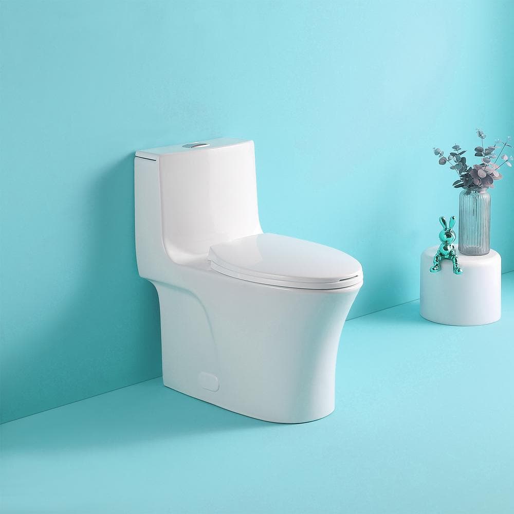 FAMYYT OnePiece 1.1/1.6 GPF Dual Flush Elongated Toilet in Glossy