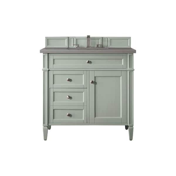 James Martin Vanities Brittany 36.0 in. W x 23.5 in. D x 34 in. H Bathroom Vanity in Sage Green with Grey Expo Quartz Top