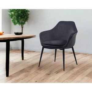 Gray Black Velvet Side Chair