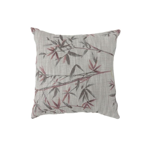 Anika Red Floral Polyester 22 in. x 22 in. Throw Pillow