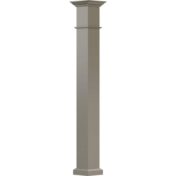 AFCO 9' x 5-1/2" Endura-Aluminum Wellington Style Column, Square Shaft (Post Wrap Installation), Non-Tapered, Wicker