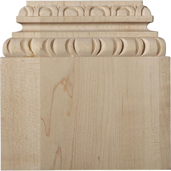 Ekena Millwork 5-7/8 in. BW x 4-1/8 in. Top Width x 2 in. D x 6 in. H, Chesterfield Base Plinth, Cherry (2-Pack)