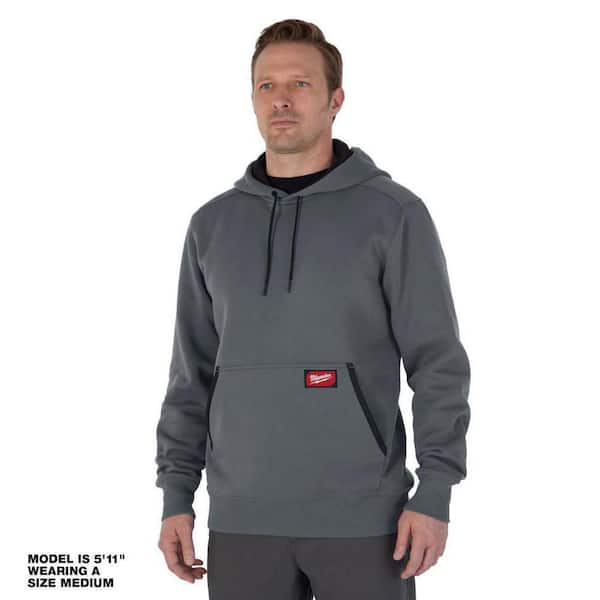 Milwaukee Men's Small Gray Midweight Cotton/Polyester Long-Sleeve Pullover Hoodie