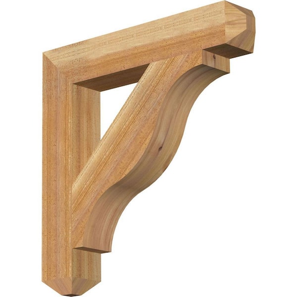 Ekena Millwork 4 in. x 24 in. x 24 in. Western Red Cedar Funston Craftsman Rough Sawn Bracket