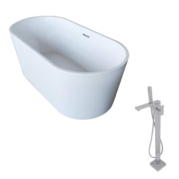 ANZZI Dover 67 in. Acrylic Classic Freestanding Flatbottom Non-Whirlpool Bathtub in White and Dawn Faucet in Chrome