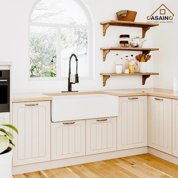 Glossy White Fireclay 36 in. Single Bowl Farmhouse Apron Kitchen Sink with Bottom Grid and Strainers With CUPC Certified