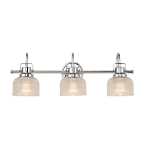 Pramanta 26 in. Chrome 3-Light Sconce with Clear Glass Shades