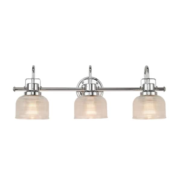 Pramanta 26 in. Chrome 3-Light Sconce with Clear Glass Shades