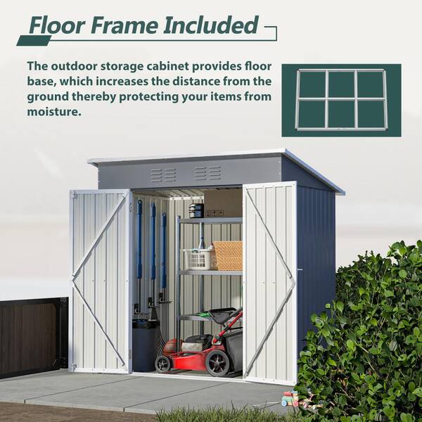 6 ft. W x 4 ft. D Gray Metal Outdoor Storage Shed Lockable Door
