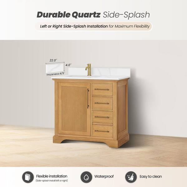 oマーブル36 ROSWELL Tokyo 36 in. W. x 22 in. D x 44 in. H Single Bath Vanity