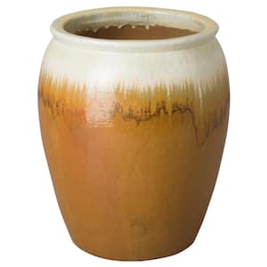 23.5 in. Dia Amber Glazed Ceramic Tall Jar Planter