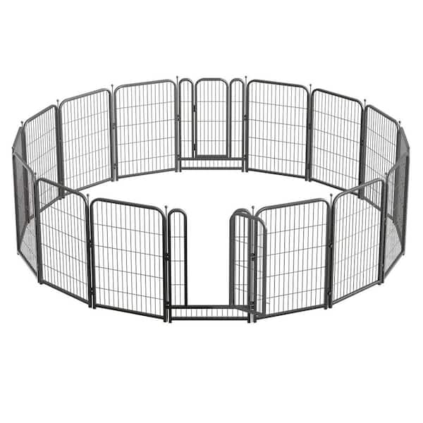 Decorative Metal Garden Fence 40 in. High Iron No Dig Rustproof Wire 14 Panels 2 Gate 36 ft. Long Animal Barrier