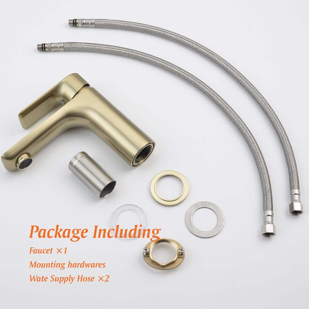 Brushed Gold Single Handle Low Arc Bathroom Faucet