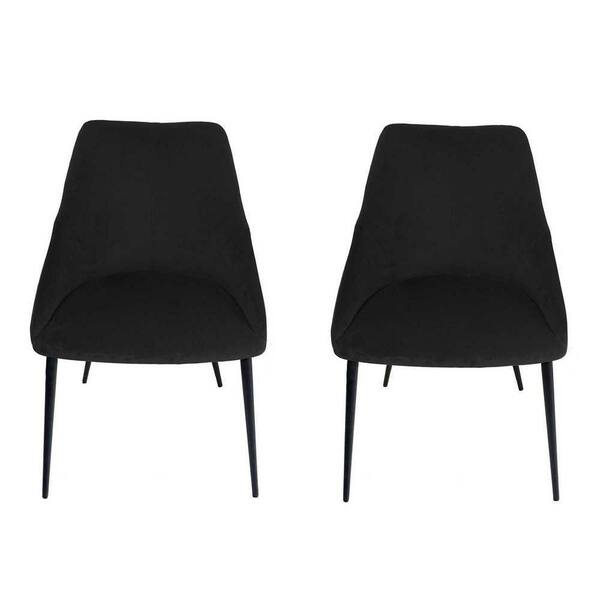 Unbranded Pitch Harmony Black Upholstery Dining Chair with Conic Legs (Set of 2)