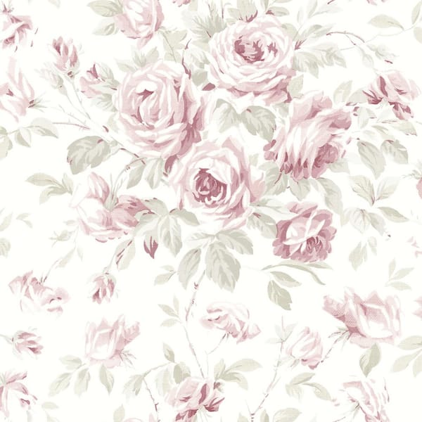 Chesapeake Manon Pink Rose Stitch Matte Pre-pasted Paper Wallpaper