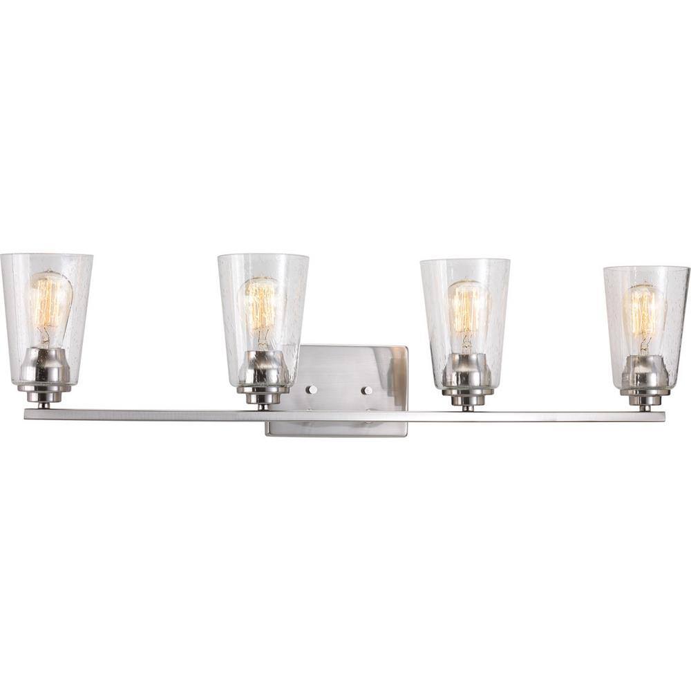 Brushed Nickel 4-Light Vintage Modern Bath Vanity Fixture