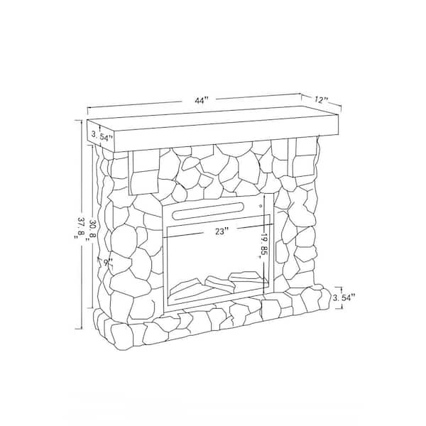 stone fireplace drawing