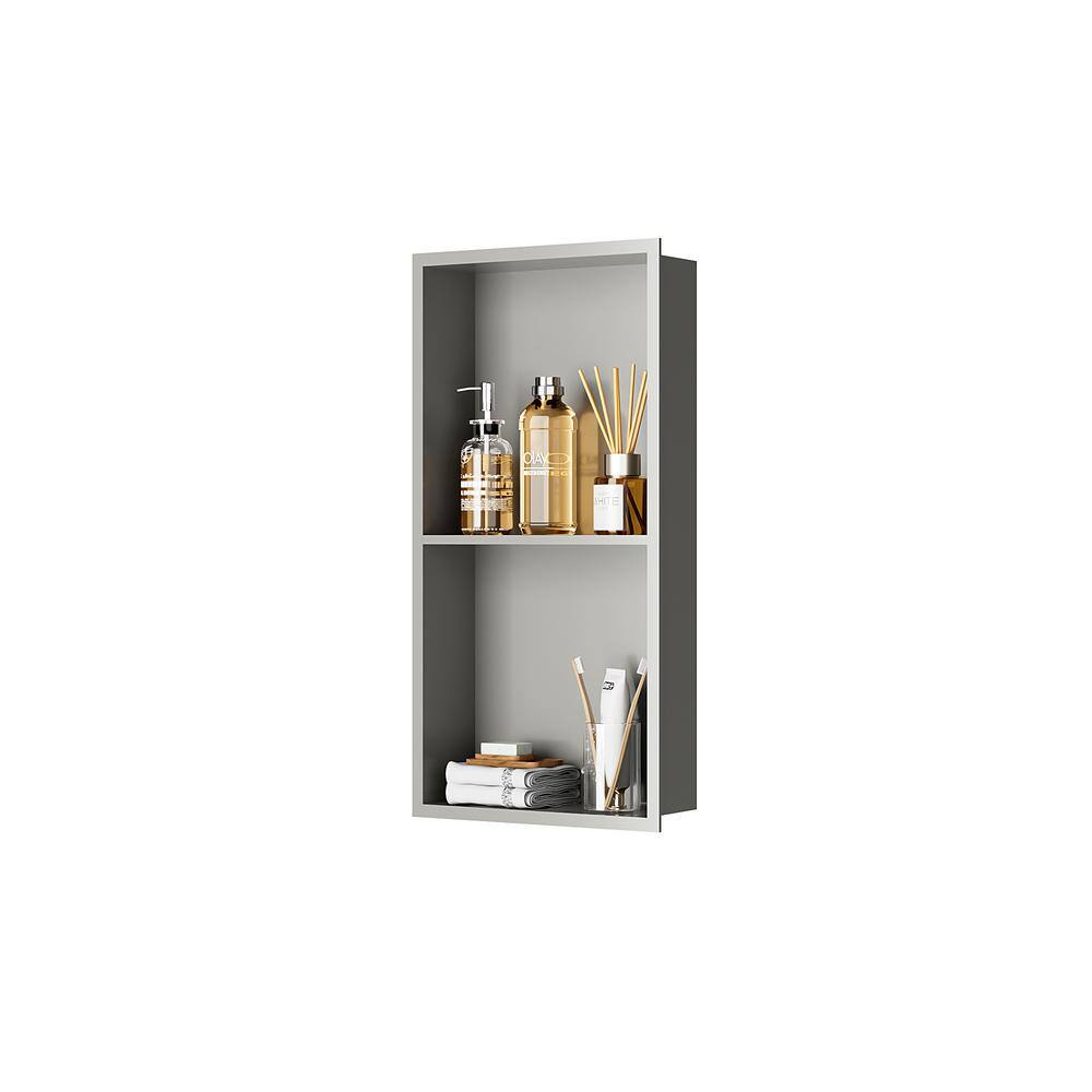 12 in. W x 24 in. D x 4 in. H Stainless Steel Shower Niche with Shelves Nic