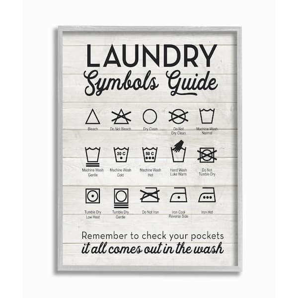 Stupell Industries 11 in. x 14 in. "Laundry Symbols Guide Typography " by Lettered and Lined Framed Wall Art
