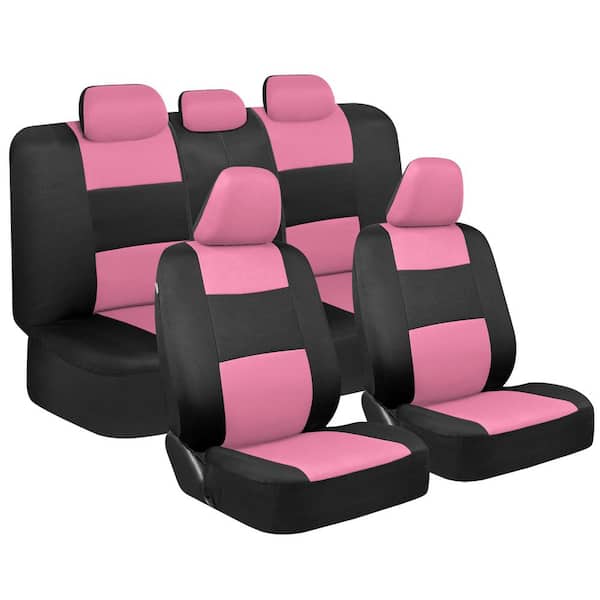 BDK PolyPro 48 in. x 24 in. x 1 in. Full Set Pink on Black Car Seat Cover
