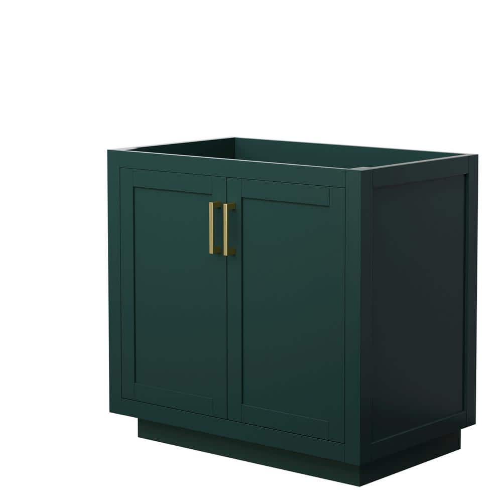 Miranda 35.25" Dark Green and Gold Freestanding Single Bathroom Vanity