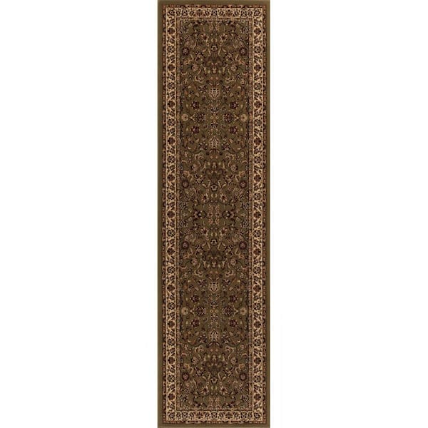 Persian Classics Kashan Green 2 ft. x 8 ft. Runner Rug