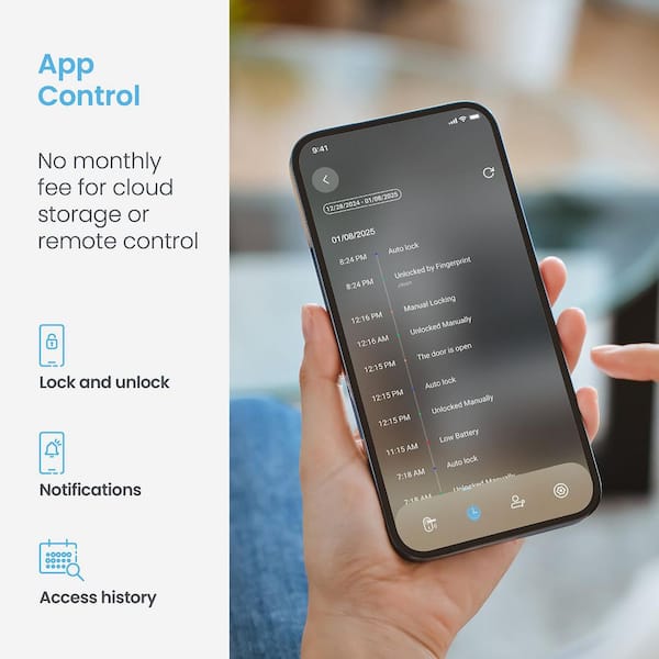 Lockly - Secure Plus Matte Black Bluetooth Single Cylinder Deadbolt Smart Lock with 3D Fingerprint, Works with Hey Google/Alexa