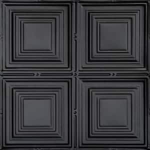 Cubism Satin Black 2 ft. x 2 ft. Decorative Tin Style Nail Up Ceiling Tile (48 sq. ft./case)
