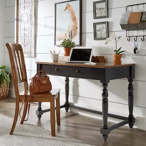 Antique Black 1-Drawer Desk With Charging Station