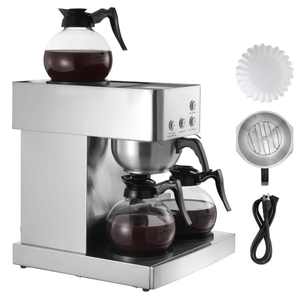 Commercial Coffee Maker 12-Cup Drip Brewer with 4 Glass Carafes and 4 Warmers, Brews a Full Pot in 6 Minutes price history on PriceWatchPro