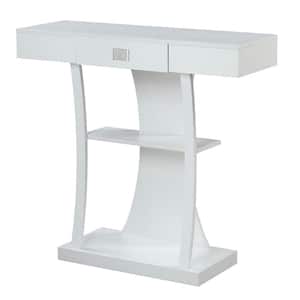 Newport 34 in. White Standard Rectangle Wood Console Table with Drawers