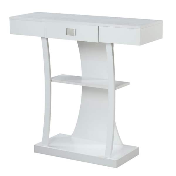 Photo 1 of *MISSING LOOSE HARDWARE  ***** MINewport 34 in. White Standard Rectangle Wood Console Table with Drawers