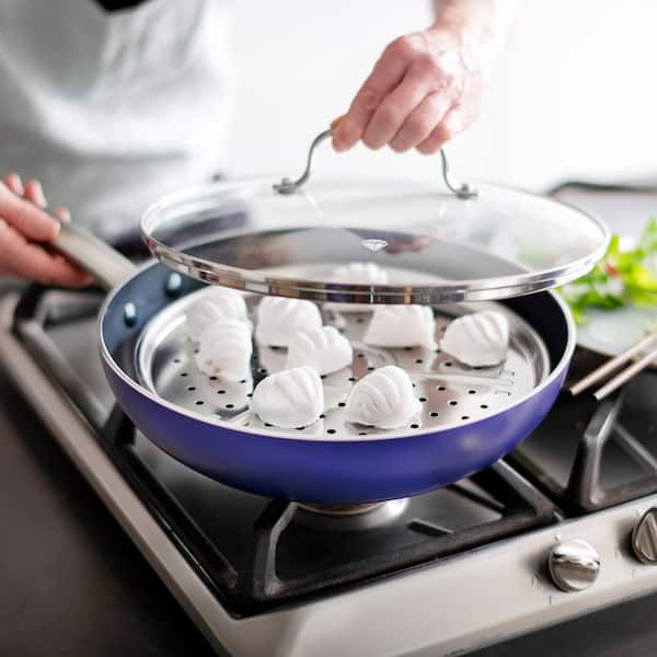 Dropship Frying Pan Sets Non Stick 3Pieces; Blue 3D Diamond Cookware;  20/24cm Frying Pan; 18cm Saucepan - Pots And Pans Set; Aluminum Ceramic  Coating - Suitable For Induction Hob Oven;  Banned