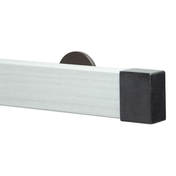 Art Decor Kontur Wood 96 in. Non-Adjustable Single Traverse Window Curtain Rod Set in Winter with Graphite Endcap
